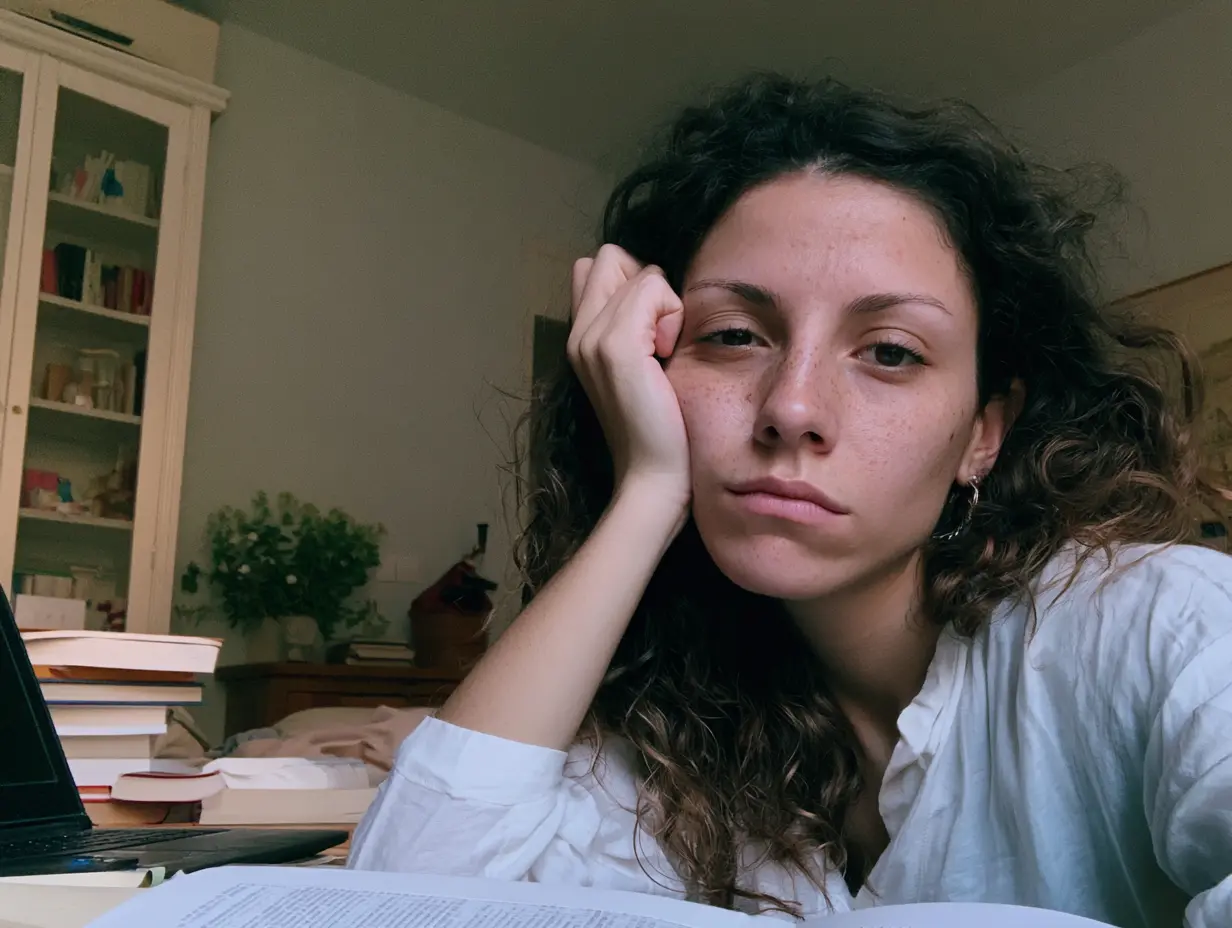 Opositora con agotamiento emocional durante el estudio — psicóloga agotamiento opositor en Valencia